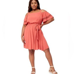 City Chic Trim Shoulder Dress In Orange Size 18